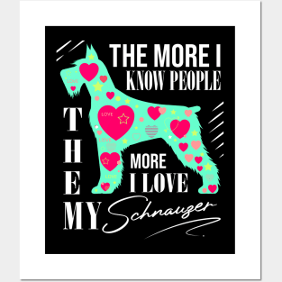 Schnauzer Lover hearts Design Posters and Art